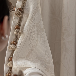 宋式美学雪尼尔窗帘纱帘新中式古典竹子禅意窗纱古风客厅书房遮阳