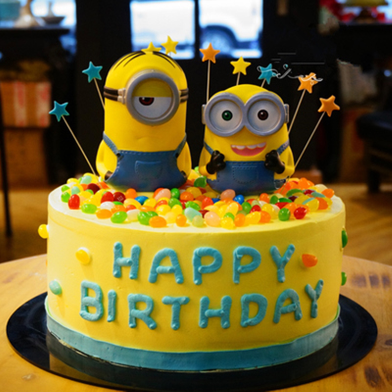 卡通小黄人神偷奶爸网红翻糖实体店儿童奶油水果生日蛋糕成都同城