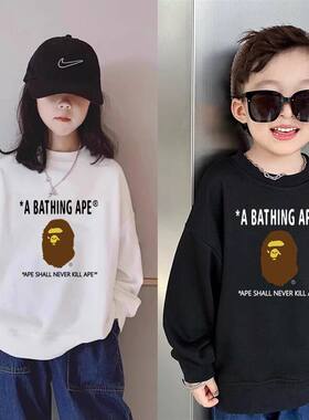 日系潮牌Bape Kids猿人头儿童打底上衣圆领卫衣男女童休闲套头衫