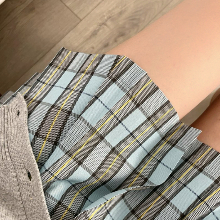 环岛航线/本治高等原创jk制服水蓝色校供感百褶格裙春夏女半身裙