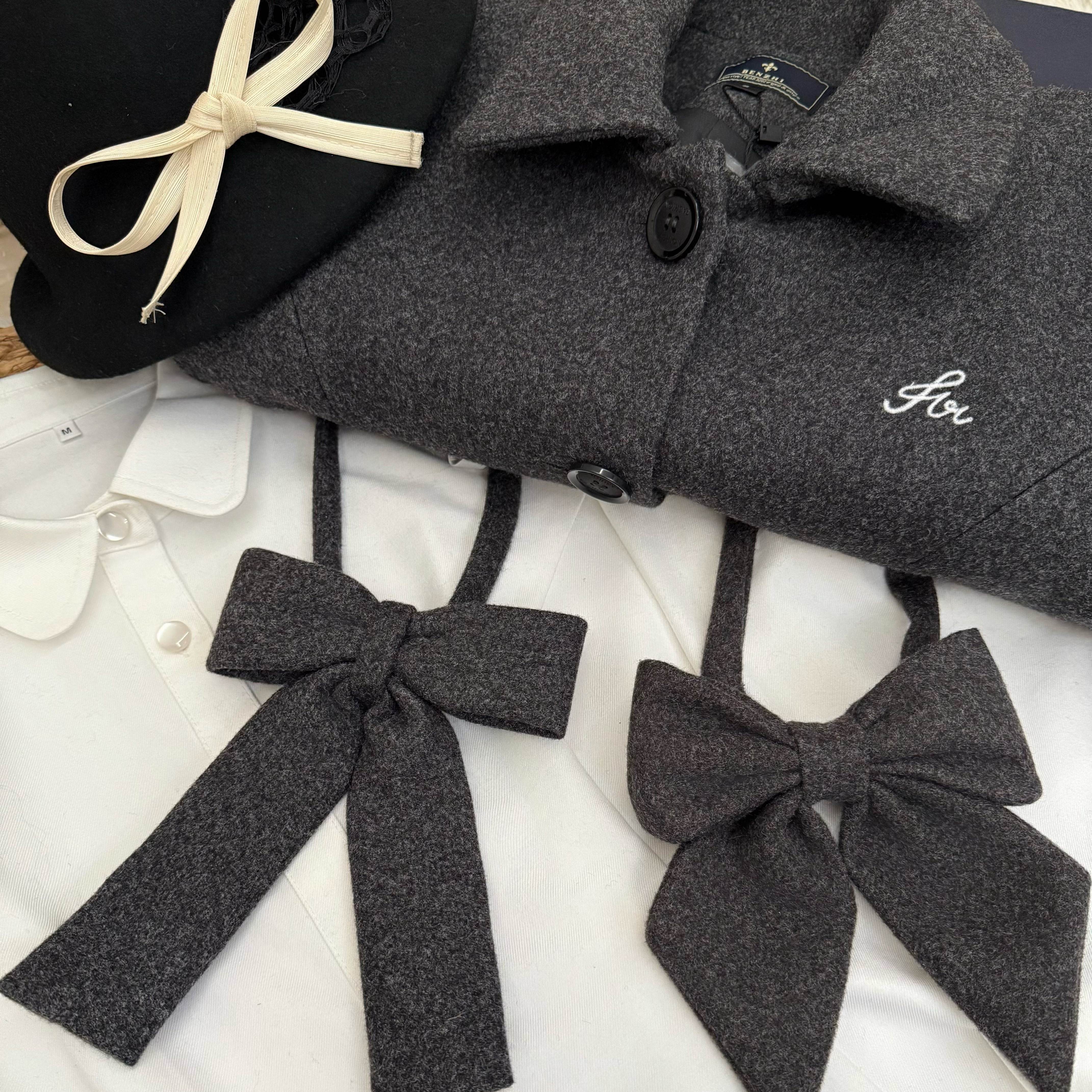 赫礼颂领结/本治高等原创蝴蝶结女学院风百搭装饰领结配饰格雷系