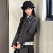 赫礼颂 本治高等学院制服格雷系优雅毛呢外套蕾丝秋冬套装 保暖