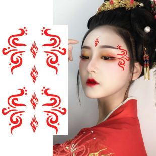 敦煌妆容脸部贴纸儿童团体古风舞台眼角成人彩绘眉心花钿纹身脸贴