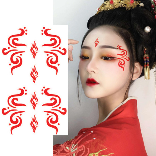 敦煌妆容脸部贴纸儿童团体古风舞台眼角成人彩绘眉心花钿纹身脸贴