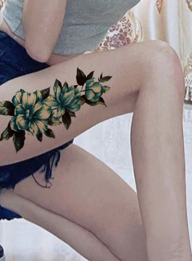 一次性锁骨贴饰青墨色纹身贴女牡丹花朵辣妹性感防水持久ins遮疤