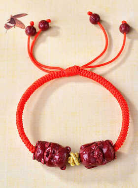 朱砂手链本命年三合朱砂民族风