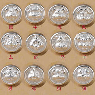 999足银十二生肖串珠diy配件圆满时尚纯银红绳手链男女龙蛇本命年