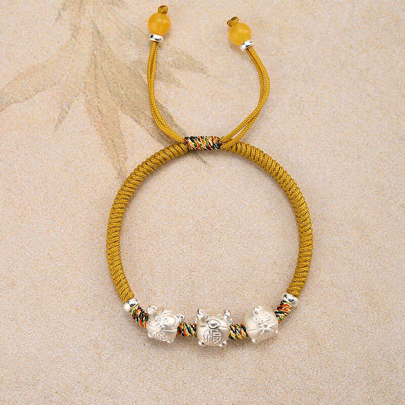 99纯银生肖手链女款编织绳本命年蛇三合六合转运珠情侣礼物猴马羊,饰品/流行首饰/时尚饰品新,手链,淘宝优惠券,粉丝福利购,淘宝优惠卷