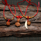 本命年属兔红绳编织腰带女桃核黑狗牙红腰链 性感腰绳细链子礼物