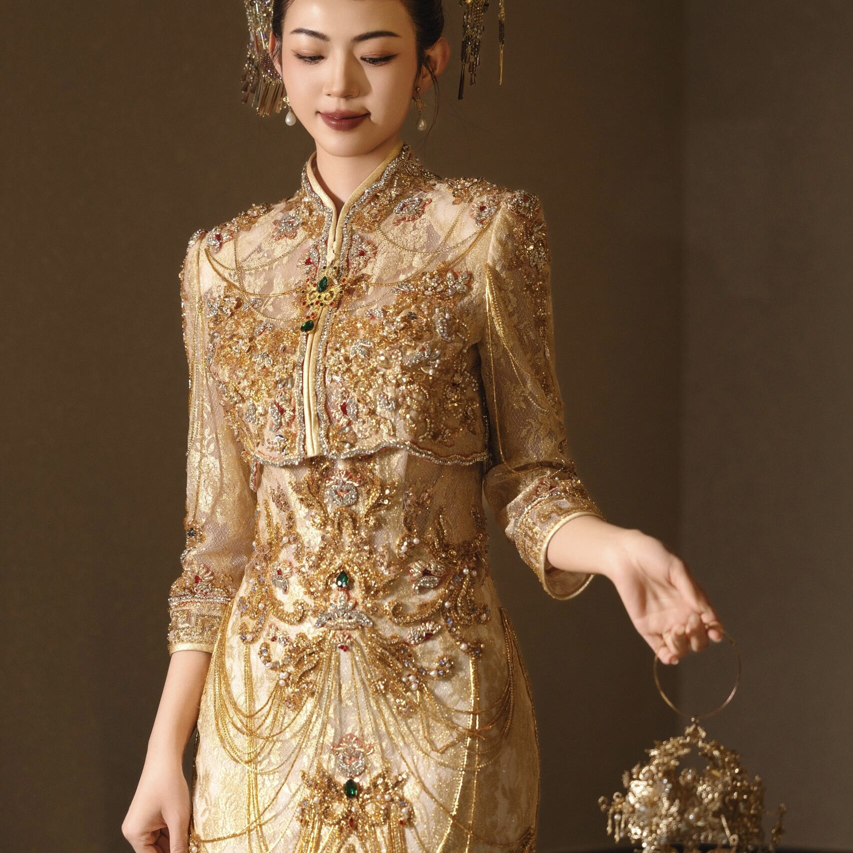 重工奢华香槟色秀禾服 2025 新款新娘结婚高端敬酒服新中式鱼尾裙