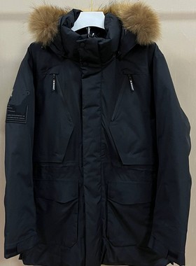 高品质男士羽绒服外套连帽真毛黑色新款半大大码偏大欧版大码
