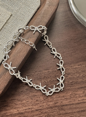 S925纯银镂空蝴蝶结手链女爆款轻奢高颜值小众简约设计感手腕配饰