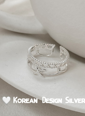 S925纯银花边蝴蝶结戒指女轻奢小众时尚小红书同款设计感戒指ins