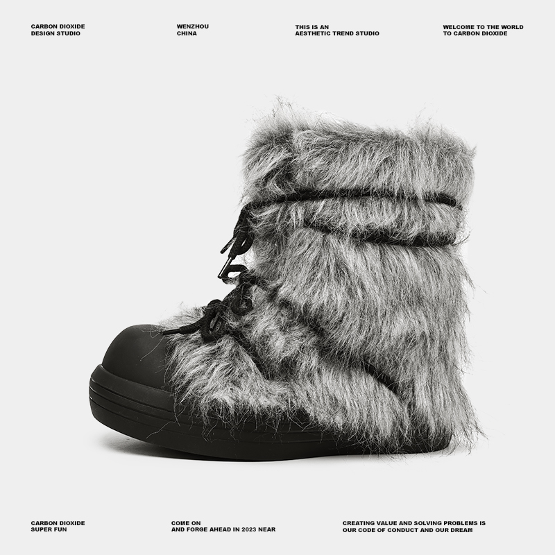 小众加绒加厚厚底毛毛鞋百搭潮流