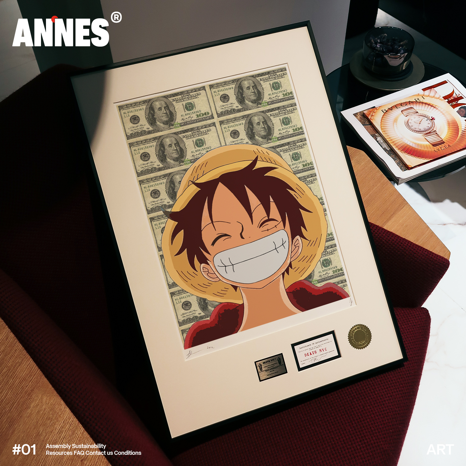 海贼王路飞版画潮流装饰画卧室挂画ins摆件