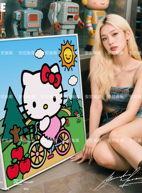 新款HelloKitty可爱潮流大尺寸装饰画居家ins大摆件组合安尼画廊