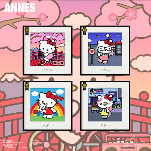安尼画廊kitty生日礼物挂画装饰画hellokitty系列礼物卧室装饰画3