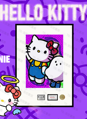 灵魂Kitty猫紫色草间弥生版画挂画卧室装饰画