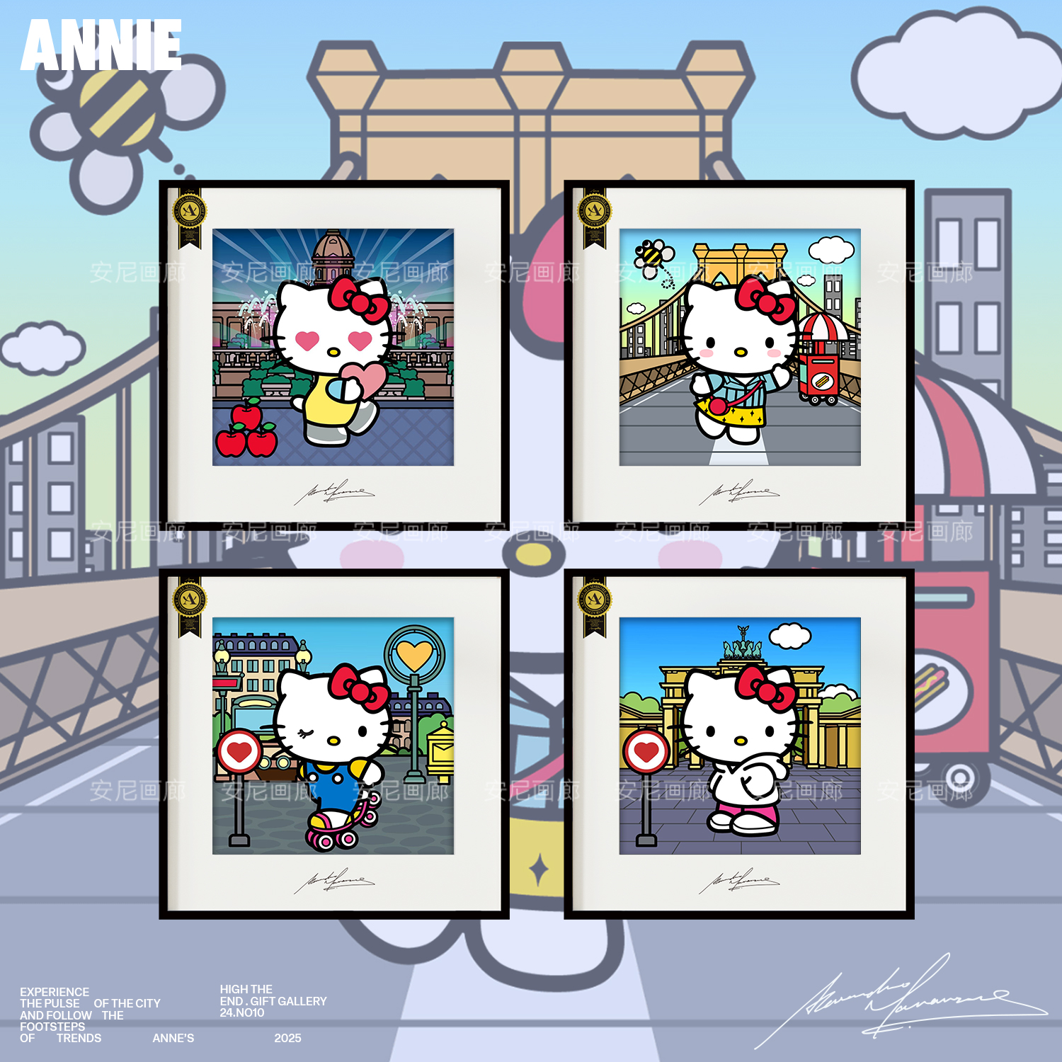 安尼画廊kitty生日礼物挂画装饰画hellokitty系列礼物卧室装饰画2