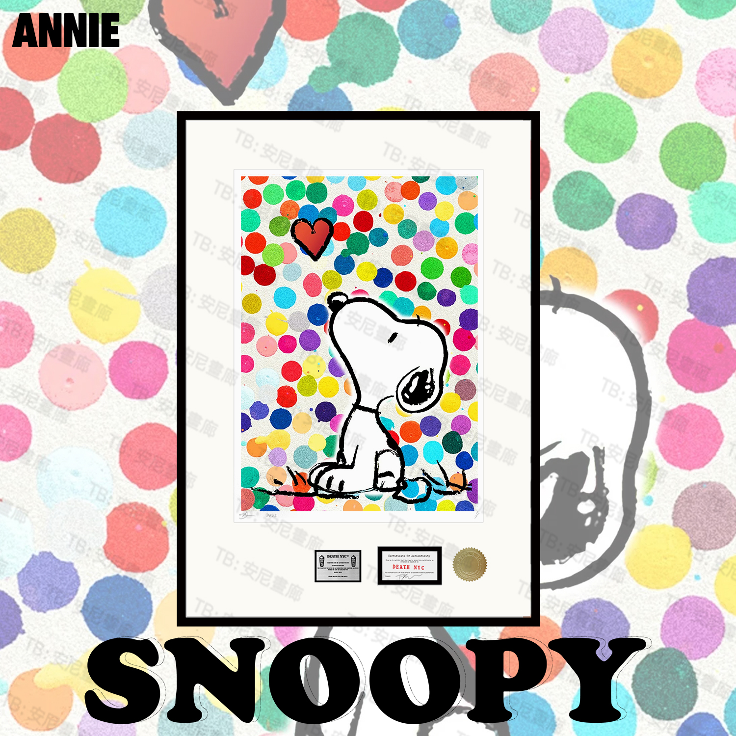 草间弥生波点snoopy史努比ins挂画装饰画潮流儿童房客厅