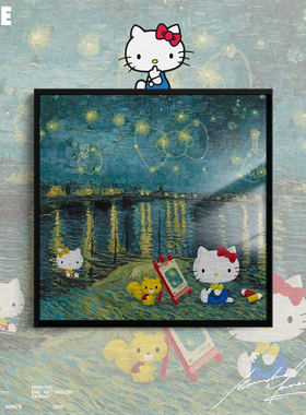 安尼画廊女生礼物hellokitty油画风挂画kitty系列礼物客厅装饰画