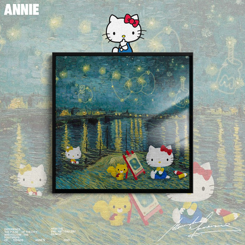 安尼画廊女生礼物hellokitty油画风挂画kitty系列礼物客厅装饰画