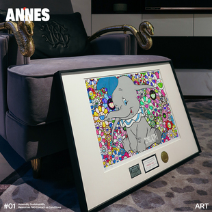 新款小象村上隆挂画儿童房摆件卧室装饰画