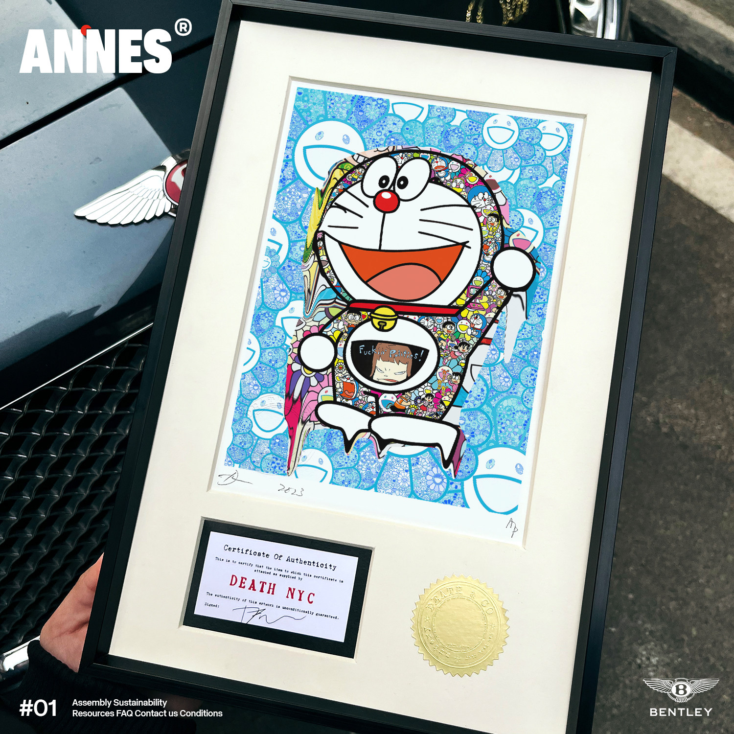 哆啦a梦村上隆太阳花限量版画death nyc床头装饰画卧室ins挂画