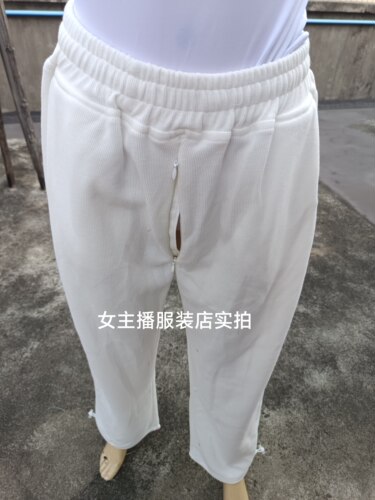 开档休闲裤女阔腿裤长裤隐形拉链开腰围60-80cm裤长98cm