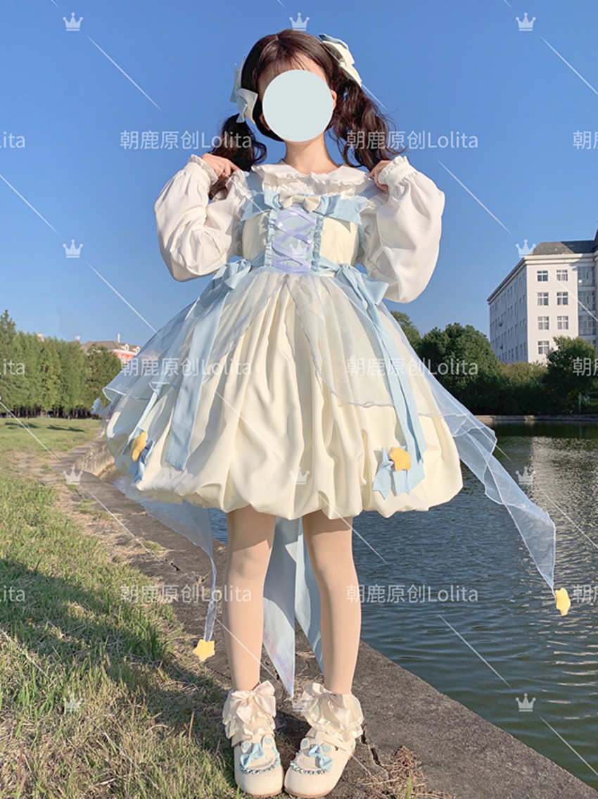 【亏本清仓】现货朝鹿原创可爱少女Lolita连衣裙洛丽塔花苞裙jsk