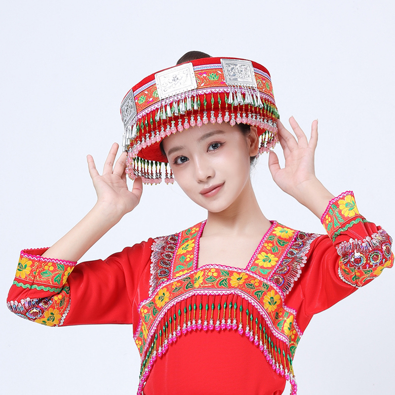 苗族民族头饰苗银装饰帽子 云南少数民族手工帽 苗族女帽