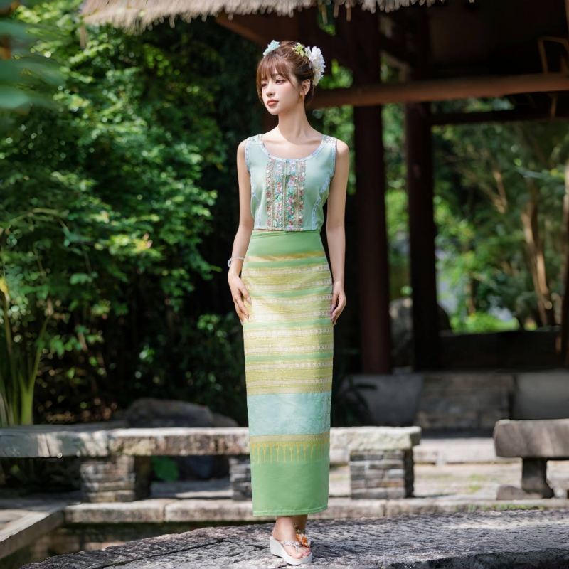无袖傣族新款 云南泼水节旅游写真服装
