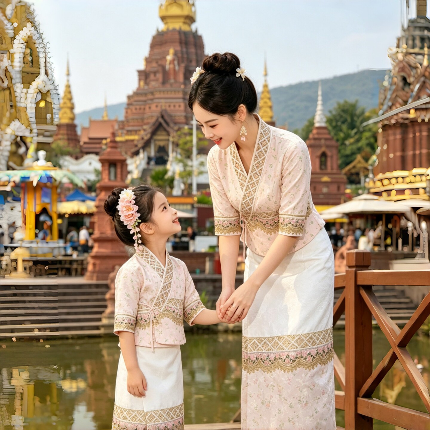 傣族风儿童演出服女童六一民族舞蹈服装云南旅游拍照写真亲子装图片