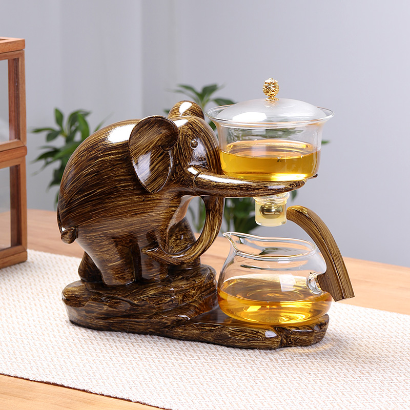 吉象如意自动茶具家用耐热透明玻璃茶具套装高档防烫懒人泡茶神器