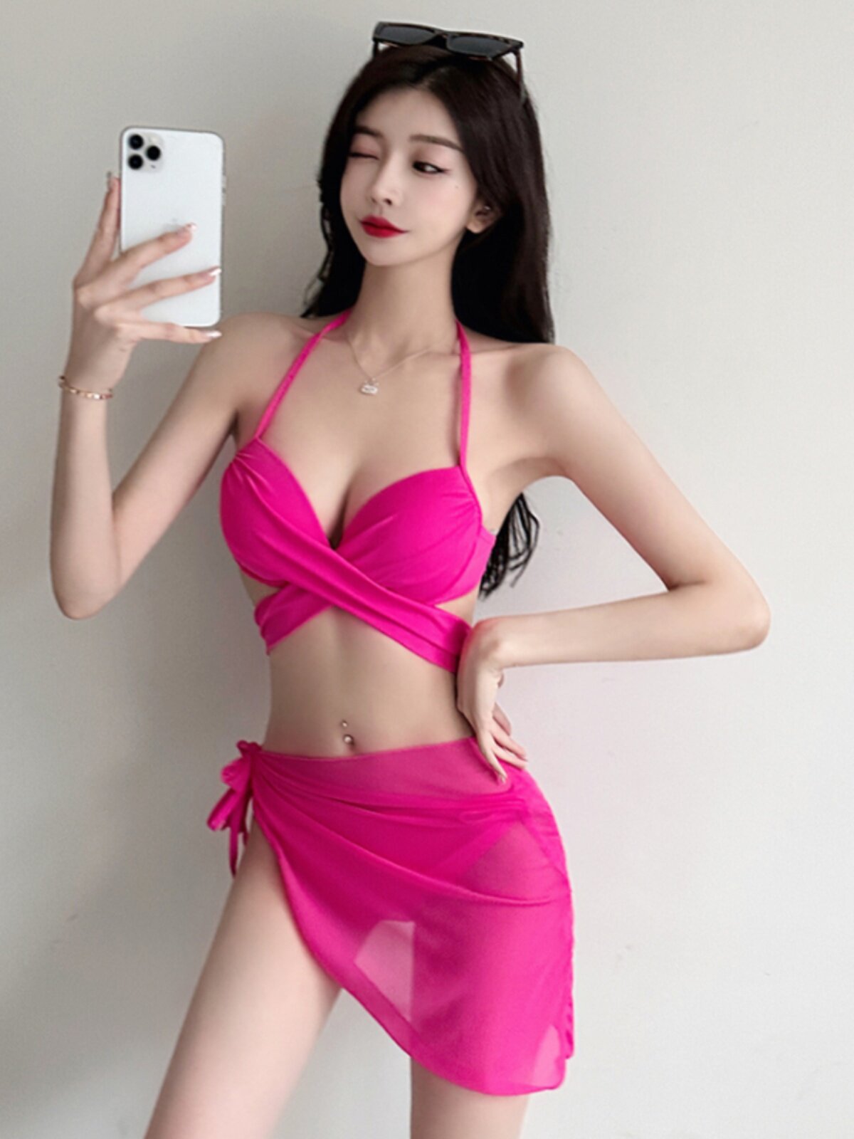 Sexy swimwear, supporting split set, 3 piece set