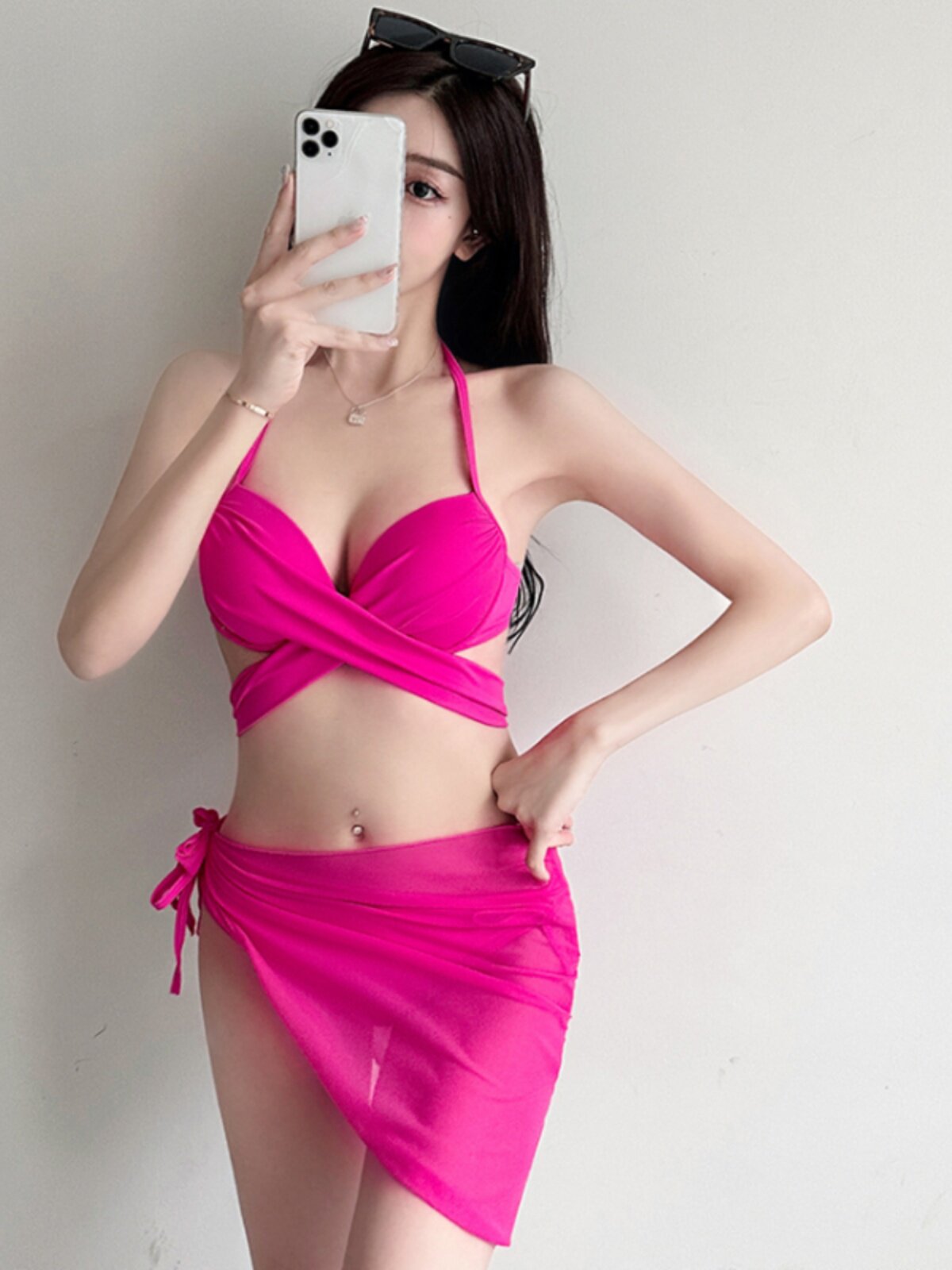 Sexy swimwear, supporting split set, 3 piece set