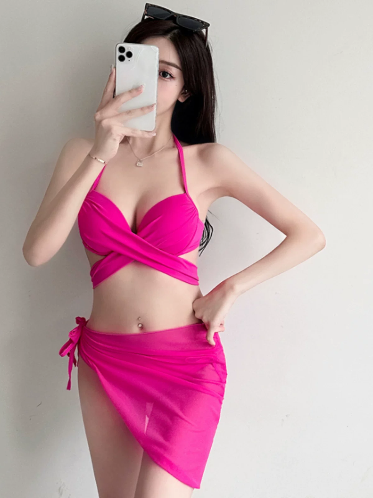 Sexy swimwear, supporting split set, 3 piece set