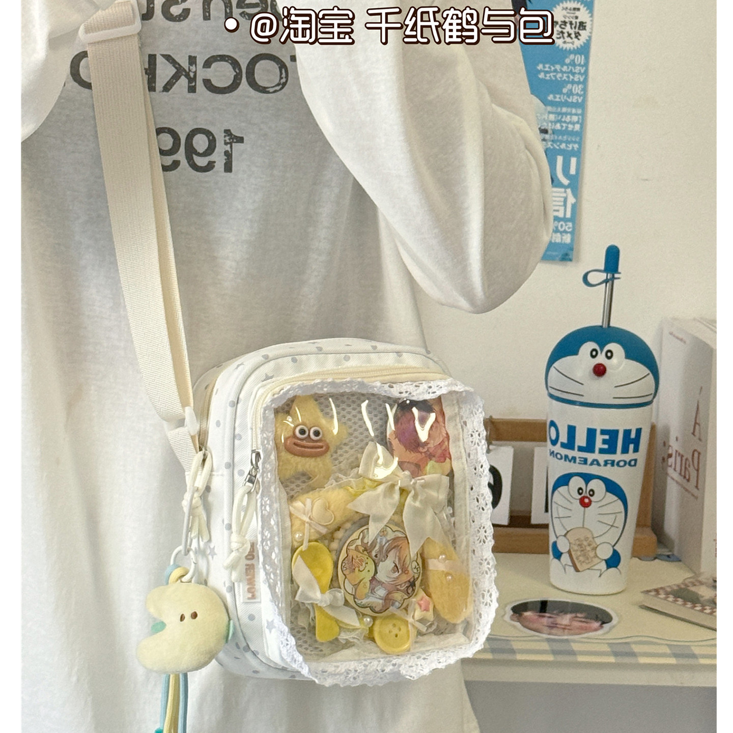 日系风少女透明痛包女学生二次元卡通百搭单肩包可爱迷你斜挎小包