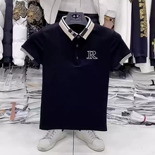 精神小伙POLO衫男夏季白色翻领刺绣潮牌潮流半袖T恤男士短袖修身