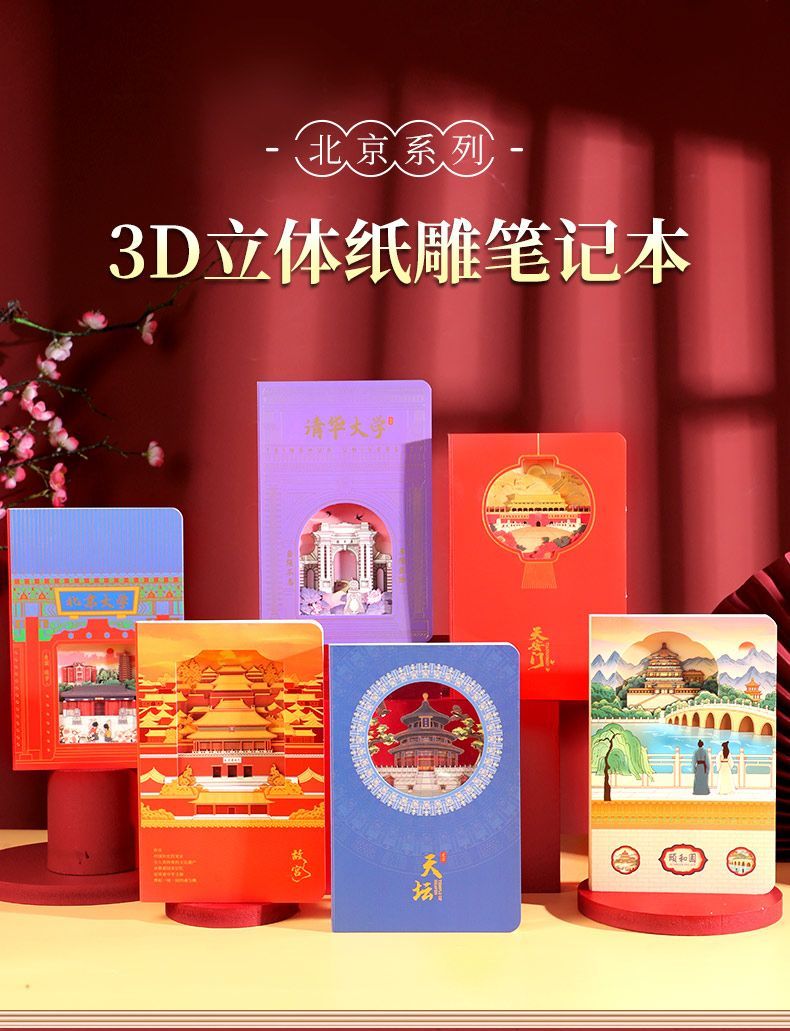 北京文创3D纸雕立体手帐本旅游纪念品送朋友礼物正品