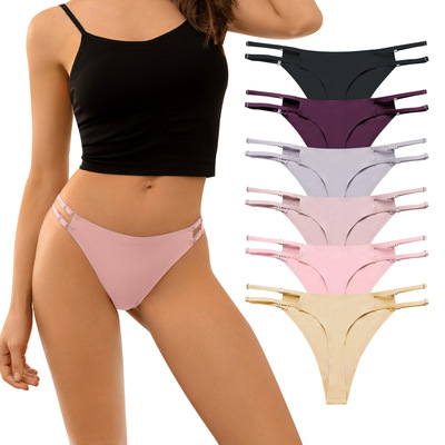 欧美tback冰丝无痕低腰内裤女性感健身运动透气舒适纯棉裆丁字裤