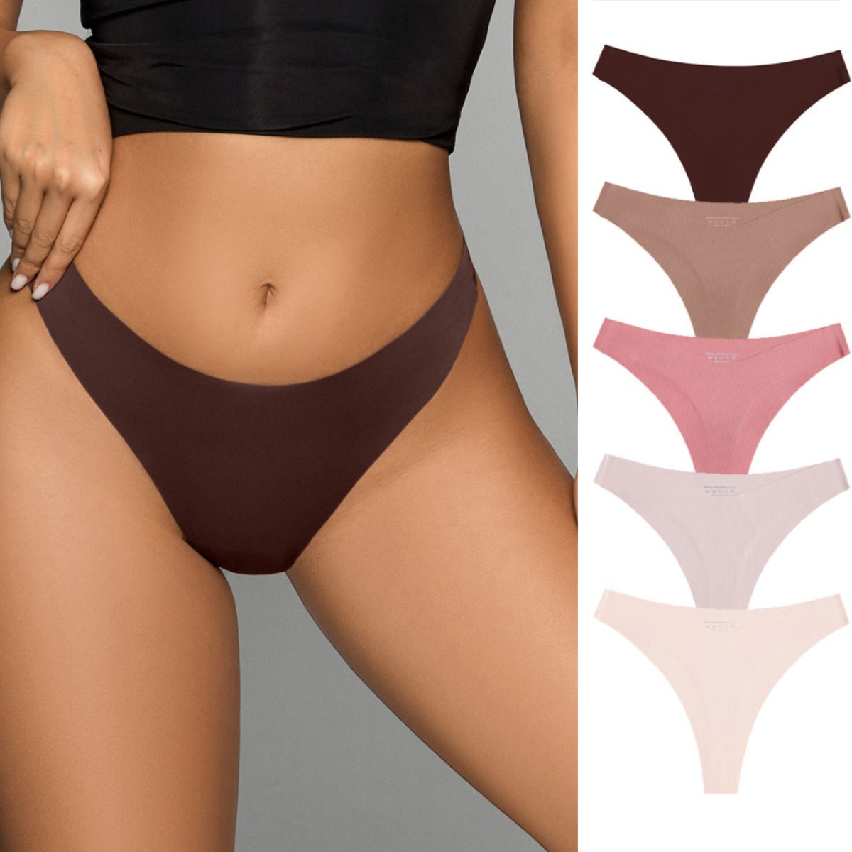 跨境新品冰丝无痕内裤a类女士性感低腰纯色瑜伽运动透气丁字裤t裤