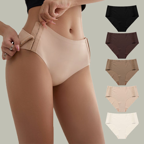 大码无痕冰丝性感排扣免脱一片式女士内裤Seamless ladies briefs