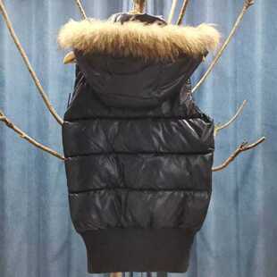 BASICHOUSE羽绒棉连帽马甲保暖背心 女款藏青色