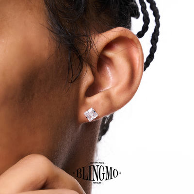 【S999足银】方形四爪超闪耳钉
