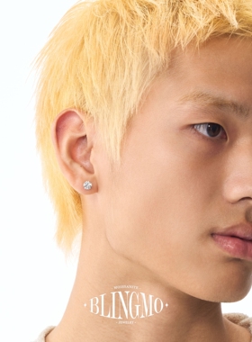 BLINGMO 钛合金F136钻石蝴蝶扣直针耳钉防过敏养耳洞免摘锆石耳饰