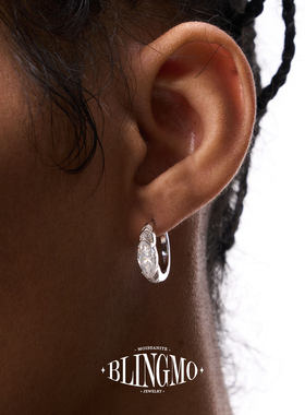 BLINGMO S925纯银荷鲁斯之眼莫桑钻马眼石耳环男绿钻男士单只耳钉