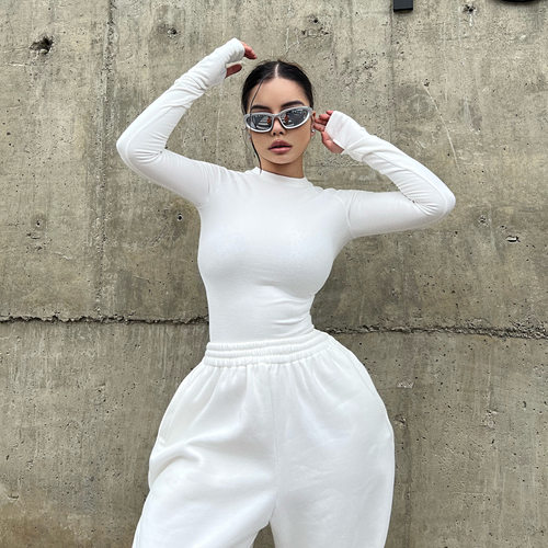 长袖欧美厚短棉磨毛女