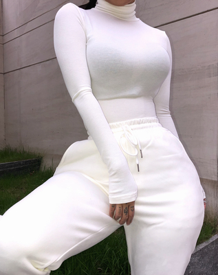 ynez新款欧美弹力贴身螺纹打底衫