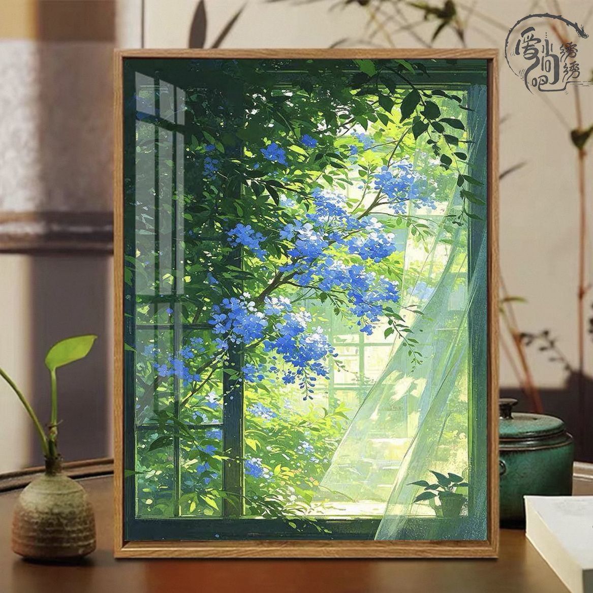 森系窗台植物十字绣新款治愈系小清新花卉线绣客厅玄关diy手工绣